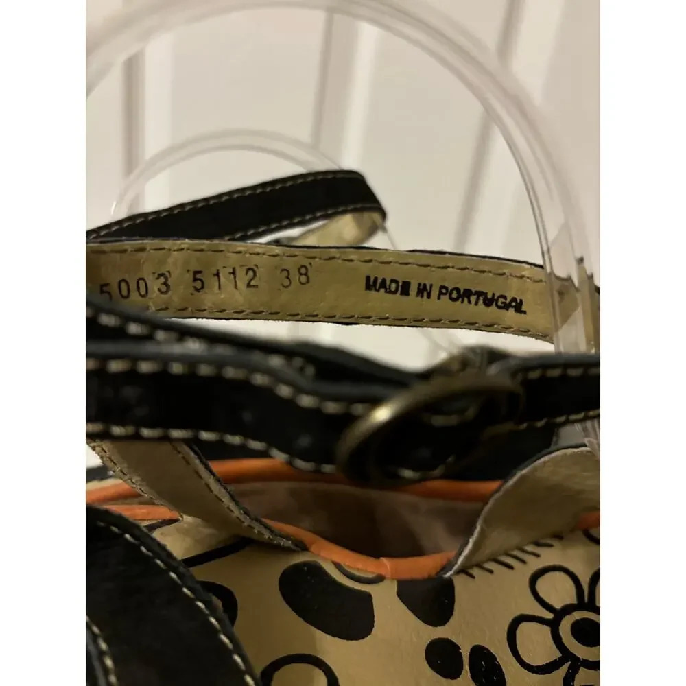Fly London Pati tan black suede leather wedge platform sandal sz 7-7.5 - Picture 8 of 14